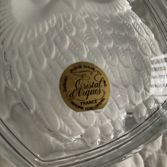 CRISTAL D’ARQUES SQUARE CLEAR AND FROSTED CRYSTAL OWL LIDDED BOX/CANDY D… - Picture 2 of 6